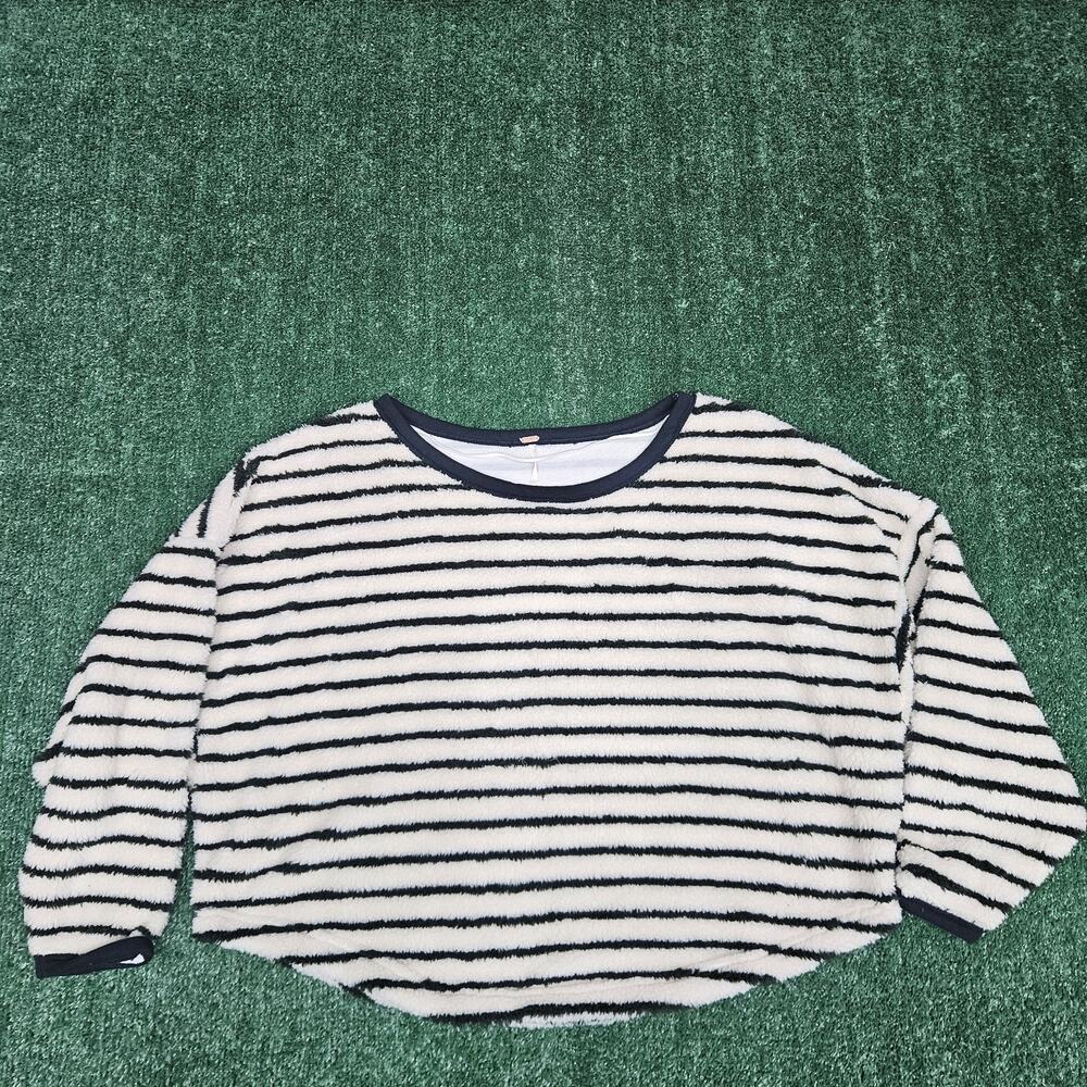 Free People Breton Striped Pullover- Eggnog Combo- Small- Cozy Soft Sweatshirt